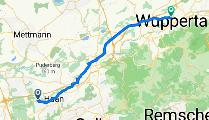 Heidfeld 2, Haan nach Rudolfstraße 125, Wuppertal