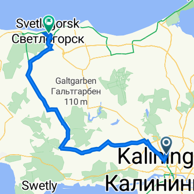 От улица Нарвская 87, Калининград до улица Юрия Гагарина 5, Светлогорск