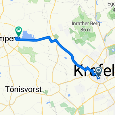 Mittelstraße 50, Krefeld nach Heinrich-Horten-Straße 6B, Kempen