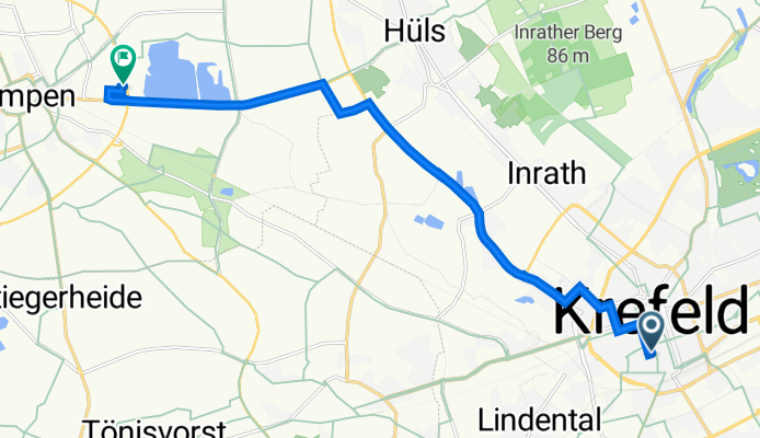 Mittelstraße 52, Krefeld nach Heinrich-Horten-Straße 6B, Kempen