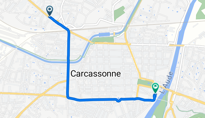 34 Avenue du Président Franklin Roosevelt, Carcassonne à 2 Rue du Pont Vieux, Carcassonne