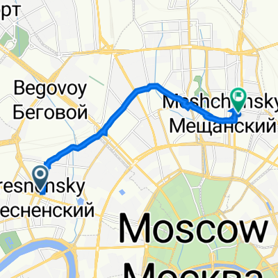 От улица Пресненский Вал 1, Москва до проспект Мира 38, Москва