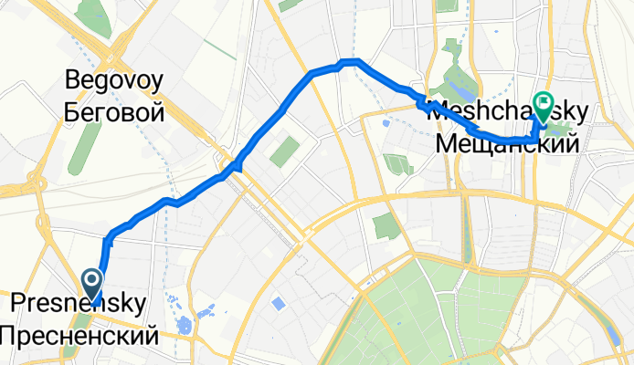 От улица Пресненский Вал 1, Москва до проспект Мира 38, Москва