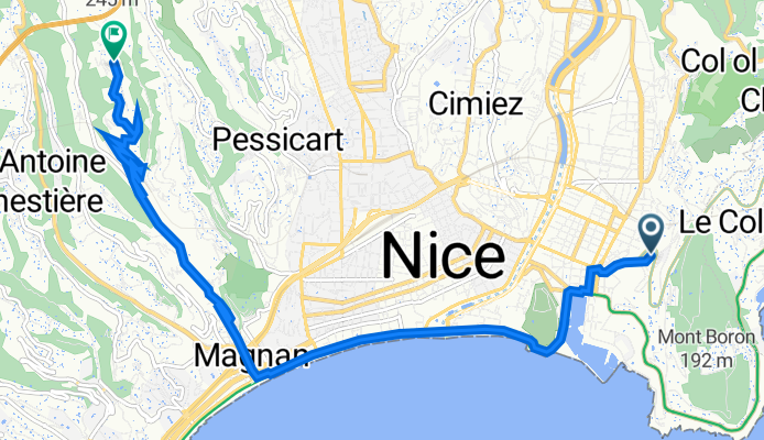 19A Avenue du Mont-Alban, Nice à Résidence les Terrasses de la Costière, 185B Chemin de la Costière, Nice