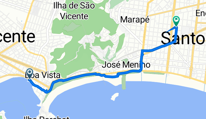 Avenida Embaixador Pedro de Toledo, São Vicente a Rua Almirante Barroso, 100, Santos
