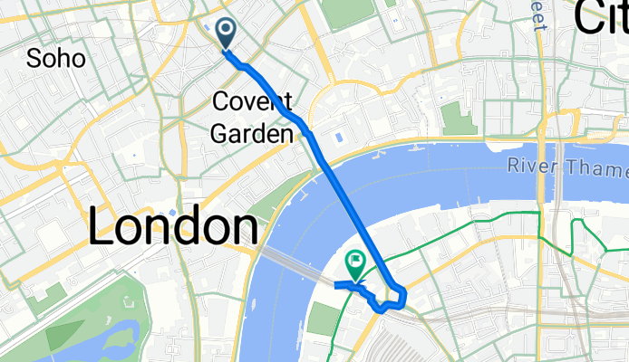 18A Endell St, London to Royal Festival Hall, South Bank, London