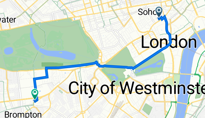 26 Frith St, London to 4 Thurloe Place Mews, London