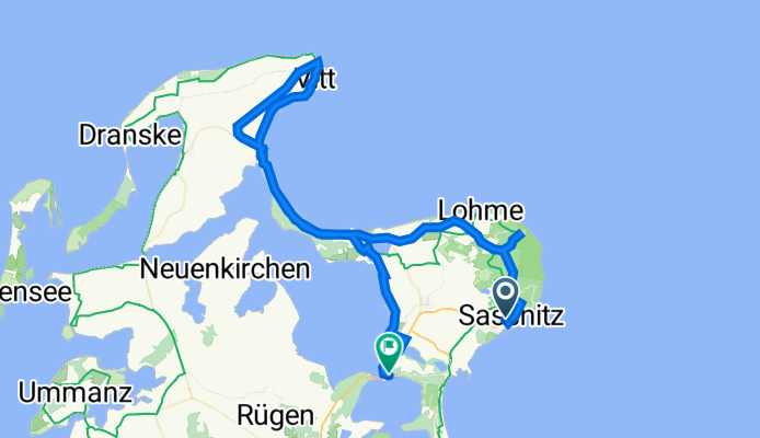 Zug nach Sasnitz, Kap Arkona, Lietzow