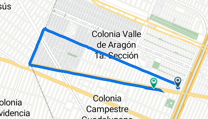 De Valle de La Mota 160, Nezahualcóyotl a Avenida Valle de las Zapatas 2966, Nezahualcóyotl