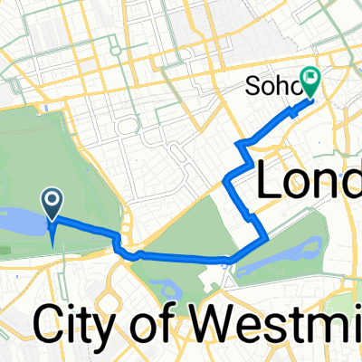 Serpentine Road, London to 34 Old Compton St, London