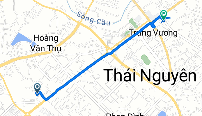 Chu Văn An Ngõ 21, Thành phố Thái Nguyên to Cột Cờ 30, Thành phố Thái Nguyên