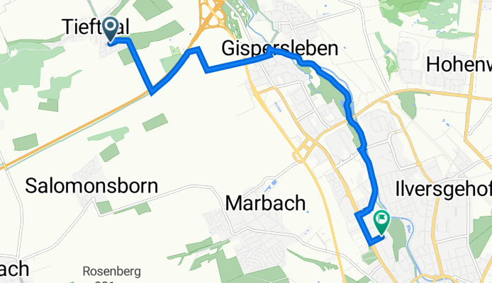 Kreuzbielstraße 4, Erfurt nach Baumerstraße 21, Erfurt