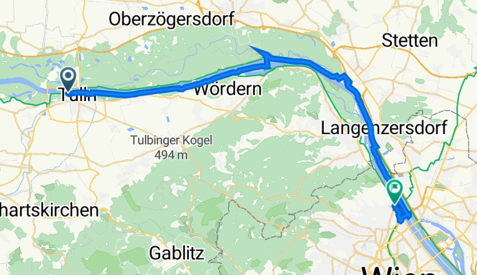 2023 Tulln -Wien Nussdorf rot-violette Route, ca. 37 km