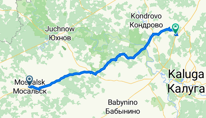 От улица Кирова 43, Мосальск до Неизвестная дорога, Нижние Горки