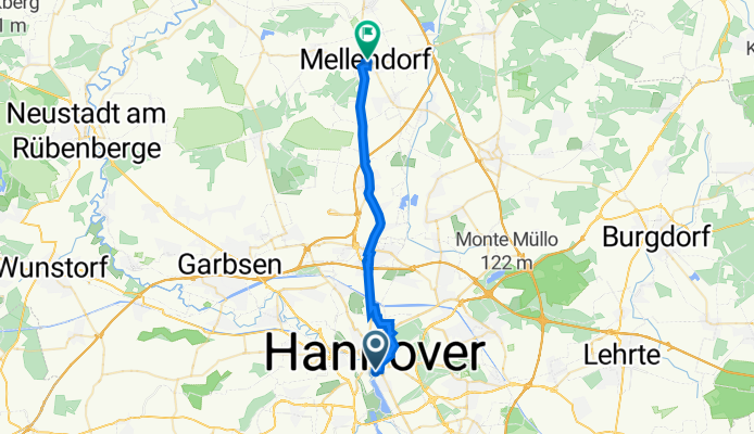 Mitte, Hannover nach Am Langen Felde 46, Wedemark
