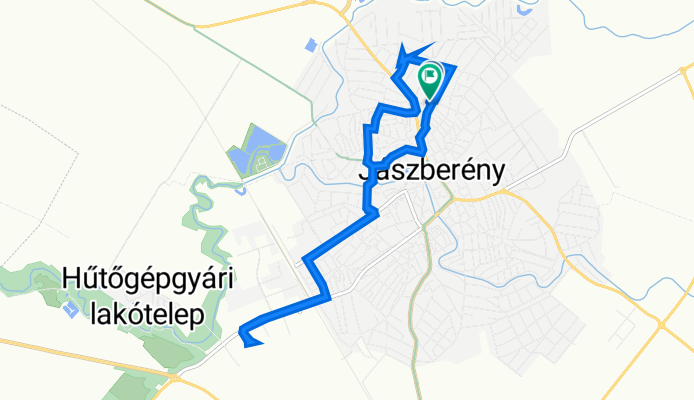 Mező utca 26., Jászberény to Szivárvány utca 10., Jászberény