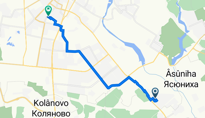 От Кохомское шоссе 8, Иваново до улица Добролюбова 57, Иваново