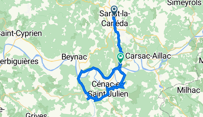 1 Place de la Petite Rigaudie, Sarlat-la-Canéda to 11 Place Marc Trefeil, Vitrac
