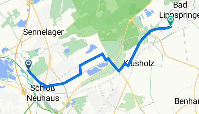 Am Thunhof 2, Падерборн до Mühlenflößstraße 34, Бад-Ліппшпрінґе