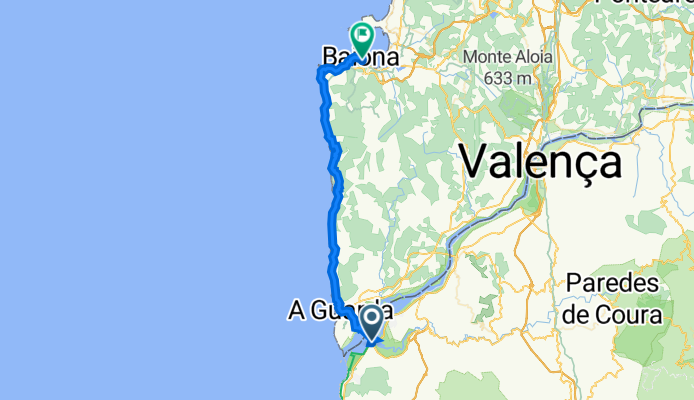 União das freguesias de Caminha (Matriz) e Vilarelho, Caminha to Calle de Lorenzo de la Carrera, 16–98, Baiona