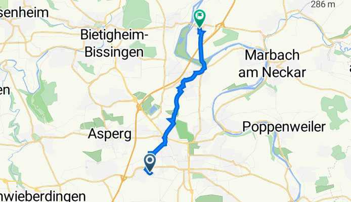 Metterstraße 30, Ludwigsburg nach Stuifenstraße 8, Pleidelsheim