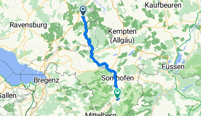 Untere Grabenstraße 38, Leutkirch im Allgäu nach Trettachstraße 1, Oberstdorf