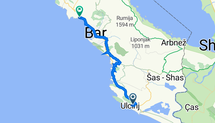 W6J7+CWJ, Ulcinj to 42QV+9GW, Sutomore