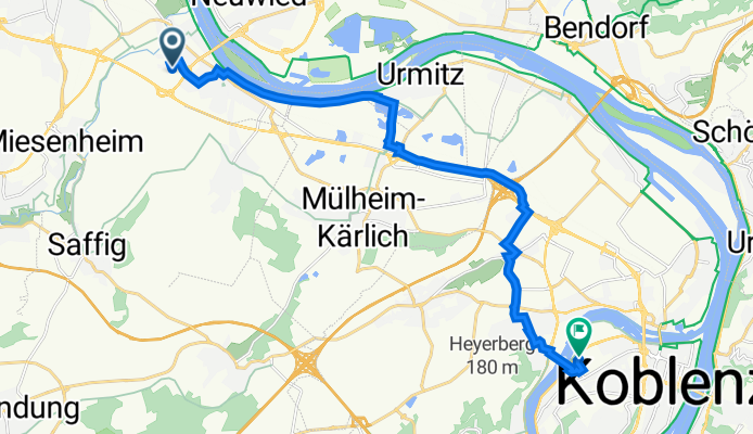 Ludwigstraße 12, Weißenthurm nach Ferdinand-Sauerbruch-Straße 15, Koblenz