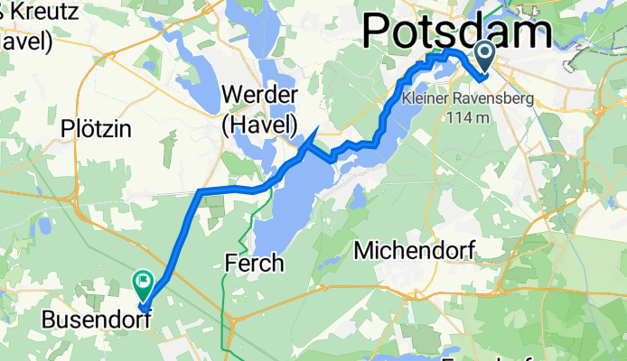 Kolonie Daheim 5, Potsdam nach Glindower Straße 28, Beelitz