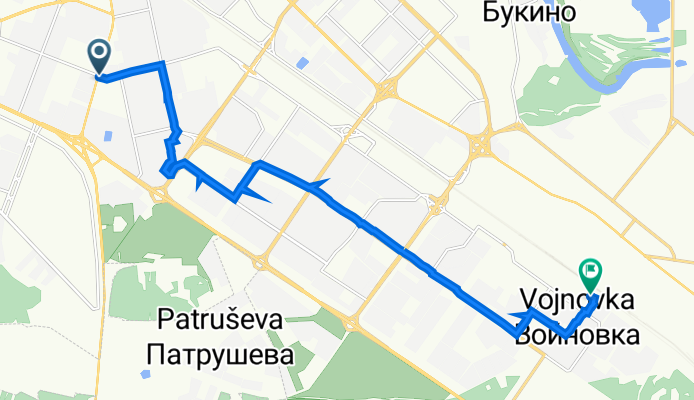 От улица Червишевский тракт 19, Тюмень до улица Путейцев 7А, Тюмень
