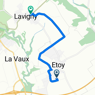 Chemin sous la Ville, Etoy à Route du Vignoble 34, Lavigny