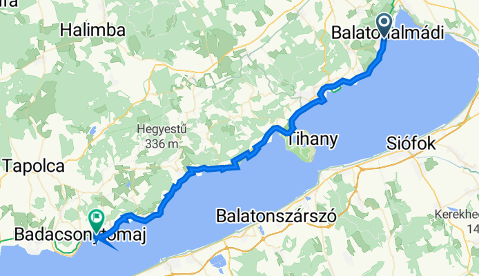 József Attila út 81, Balatonalmádi to Mandulás utca 40, Badacsonytomaj