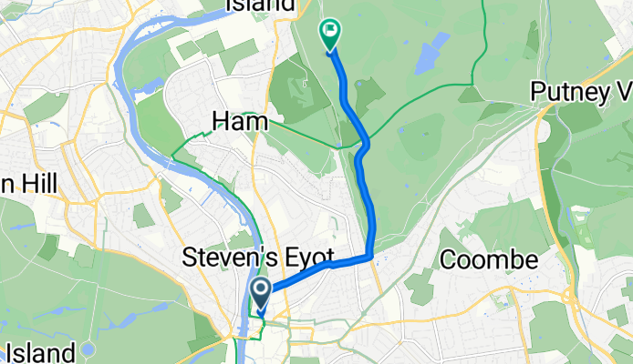 7 Skerne Road, Kingston Upon Thames to Pembroke Lodge, Richmond Park, Richmond