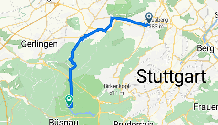 Burgenlandstraße 73, Stuttgart nach Mahdentalstraße 14, Stuttgart