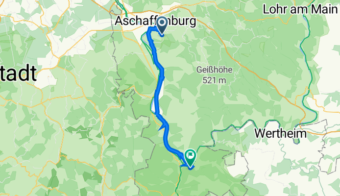 Am Grubenteich 4, Aschaffenburg nach Schloßgasse 2, Miltenberg