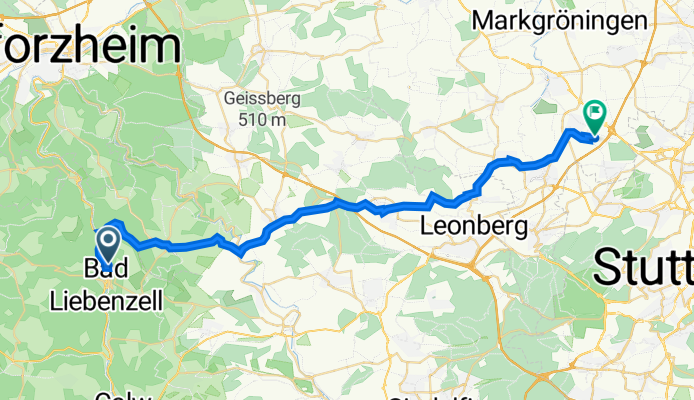 Forchenhalde 1, Bad Liebenzell nach Esslinger Weg 1, Korntal-Münchingen