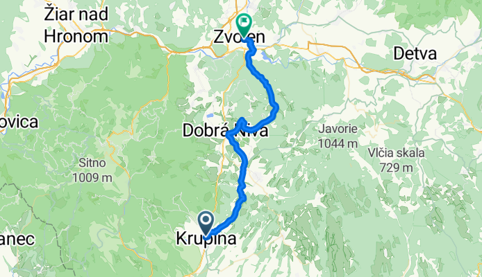 Krupina -  Sása - Dobrá Niva - Kráľová - Zvolen