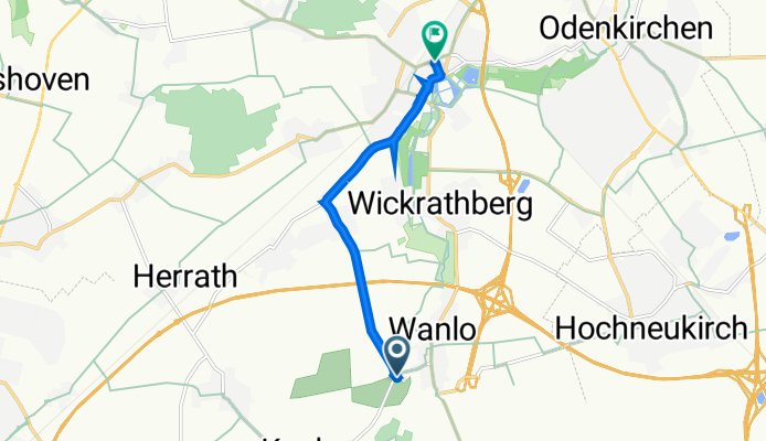 Kuckumer Straße 61, Mönchengladbach nach Trompeterallee 31, Mönchengladbach