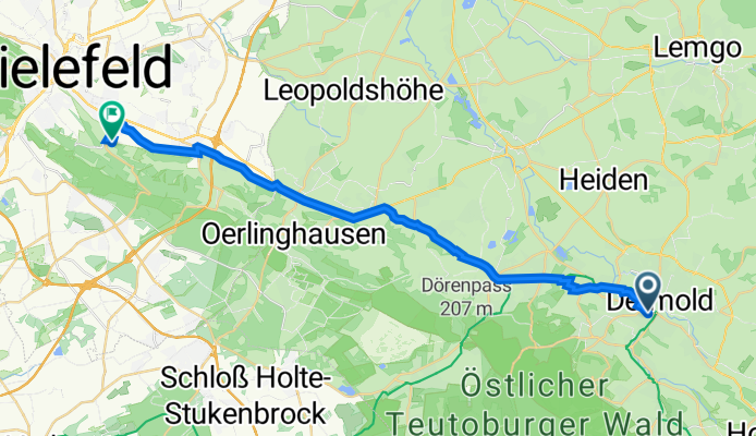 Palaisstraße 21, Detmold nach Hanglehne 26, Bielefeld