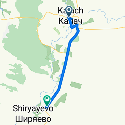 От площадь Ленина 8, Калач до Неизвестная дорога, Ширяево