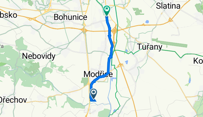 U Vlečky 1152, Modřice to Hněvkovského 712/62D, Brno