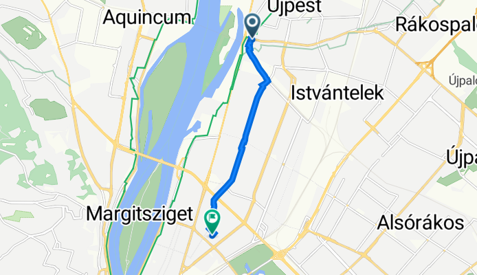 Árpád út 7., Budapest to Tüzér utca 27., Budapest