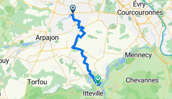 De Rue des Saugées 2, Brétigny-sur-Orge à Rue des Carrières 11, Itteville