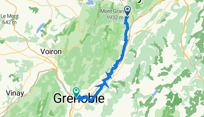 De Chemin de Cugnet 42, Porte-de-Savoie à Quai de France 8, Grenoble