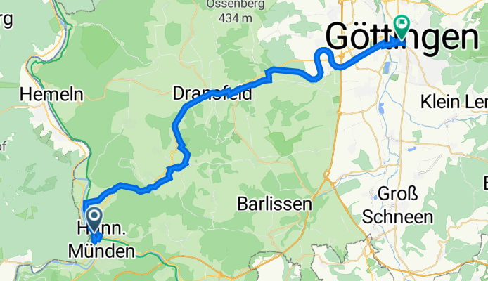 Etappe 1 Weser-Harz-Heide Radweg von Hann.-Münden nach Göttingen