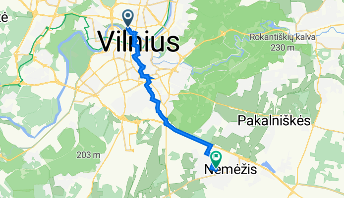 От Konstitucijos prospektas 16, Vilnius до Ąžuolyno gatvė 8, Nemėžis