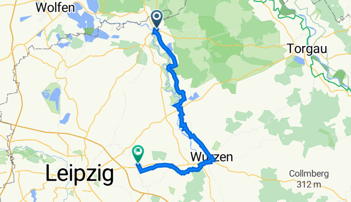 Schmiedeberger Straße 14A, Bad Düben nach Borsdorfer Straße 16