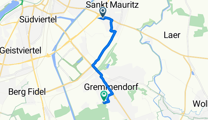 Wolbecker Straße 224, Münster nach Angelsachsenweg 40, Münster