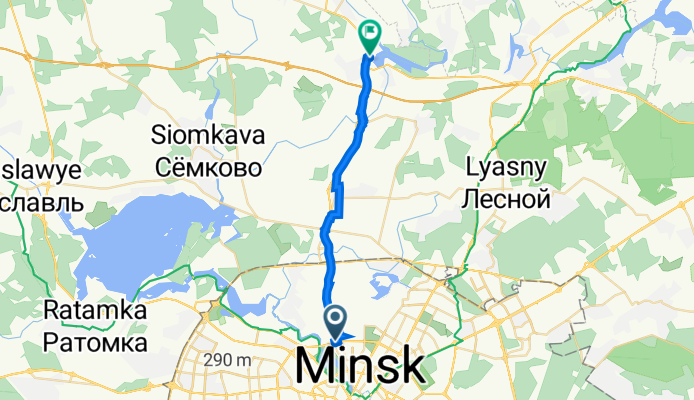 От улица Орловская 51, Минск до Дорога Р58