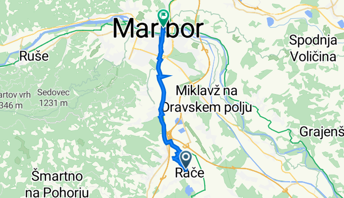 Mariborska cesta 32, Rače to Ulica Talcev 1, Maribor